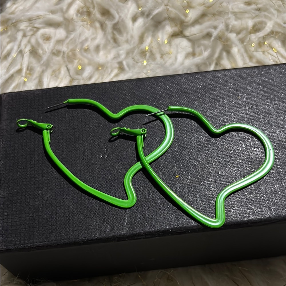 Green Heart-Shaped Earrings
